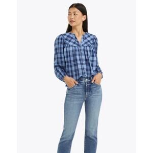 Draper James Button-Front Top in Midnight Plaid Size XS